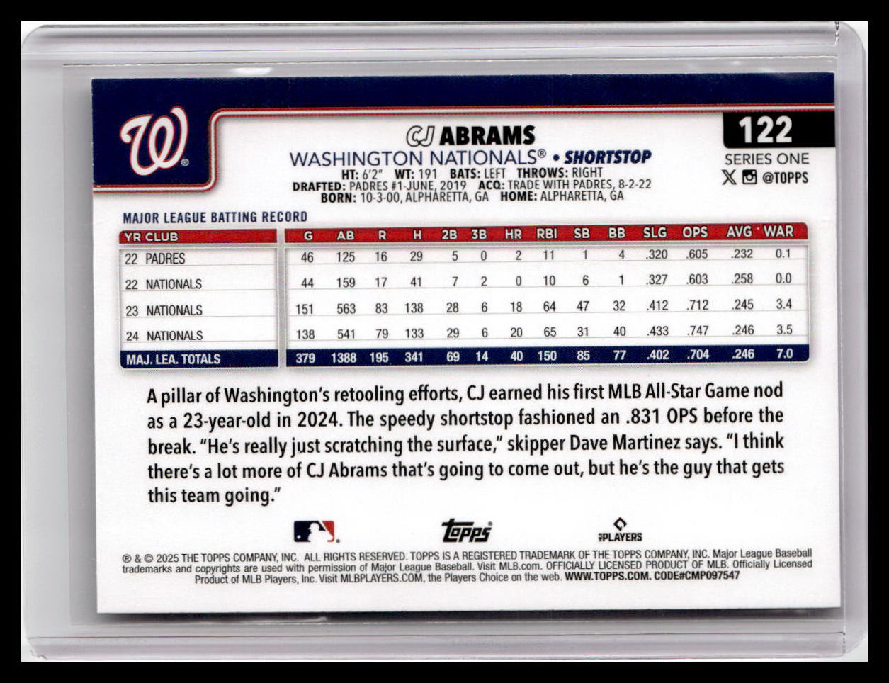 2025 Topps #122 CJ Abrams