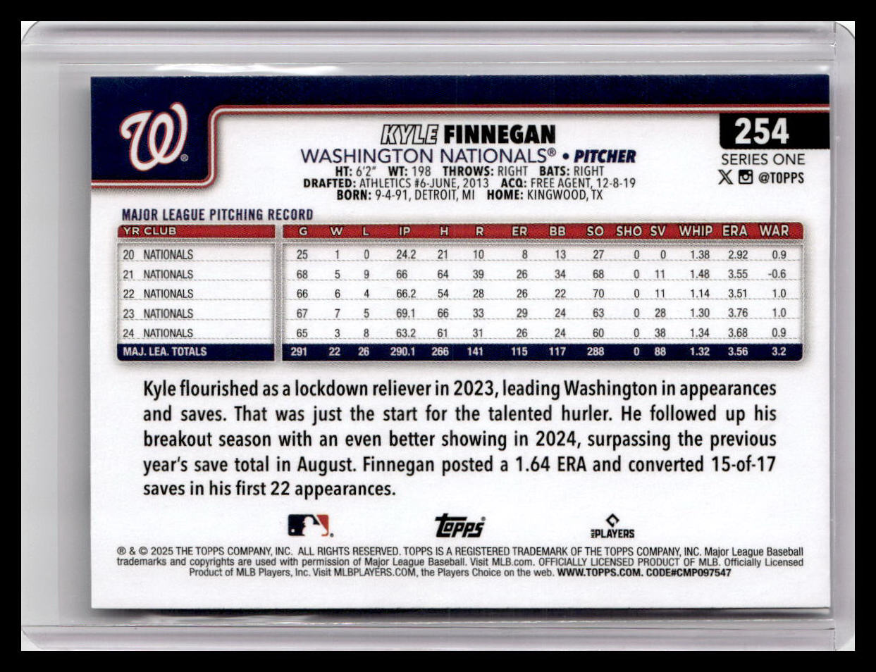 2025 Topps #254 Kyle Finnegan