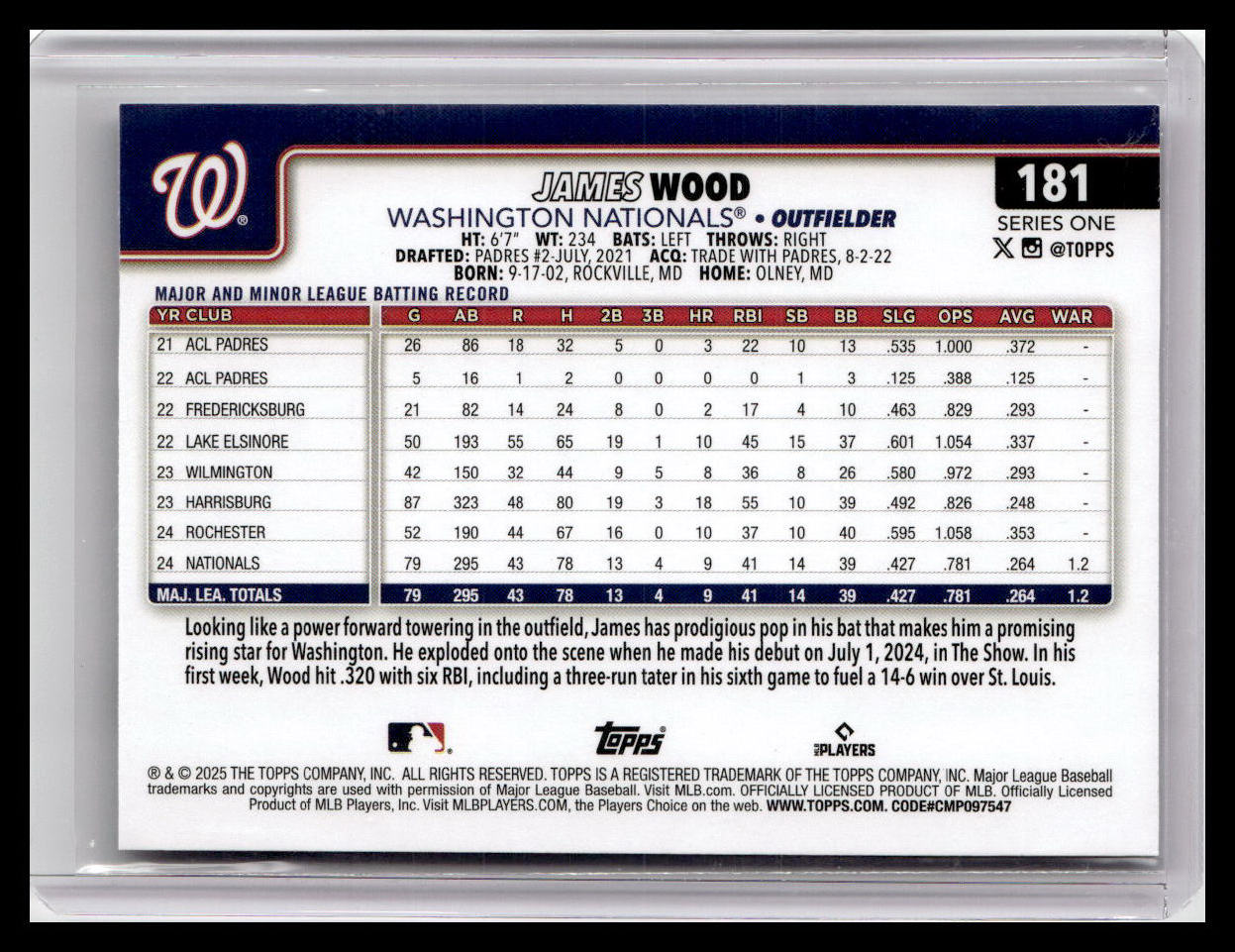 2025 Topps #181 James Wood