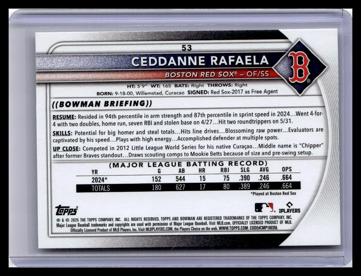 2025 Bowman #53 Ceddanne Rafaela