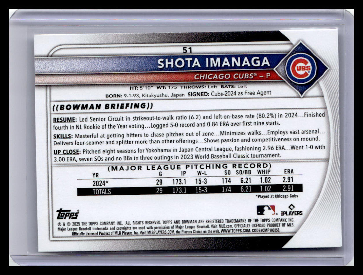 2025 Bowman #51 Shota Imanaga