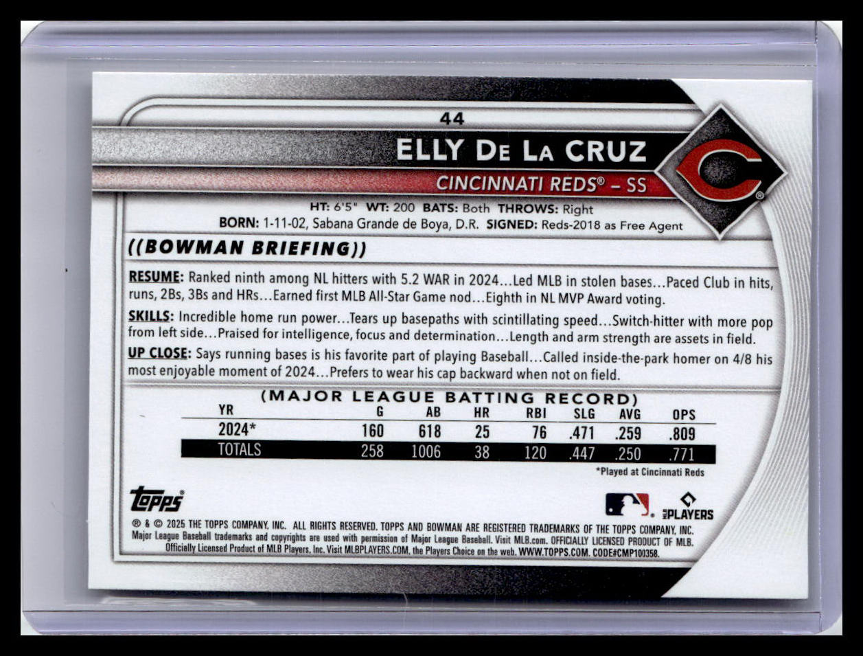 2025 Bowman #44 Elly De La Cruz