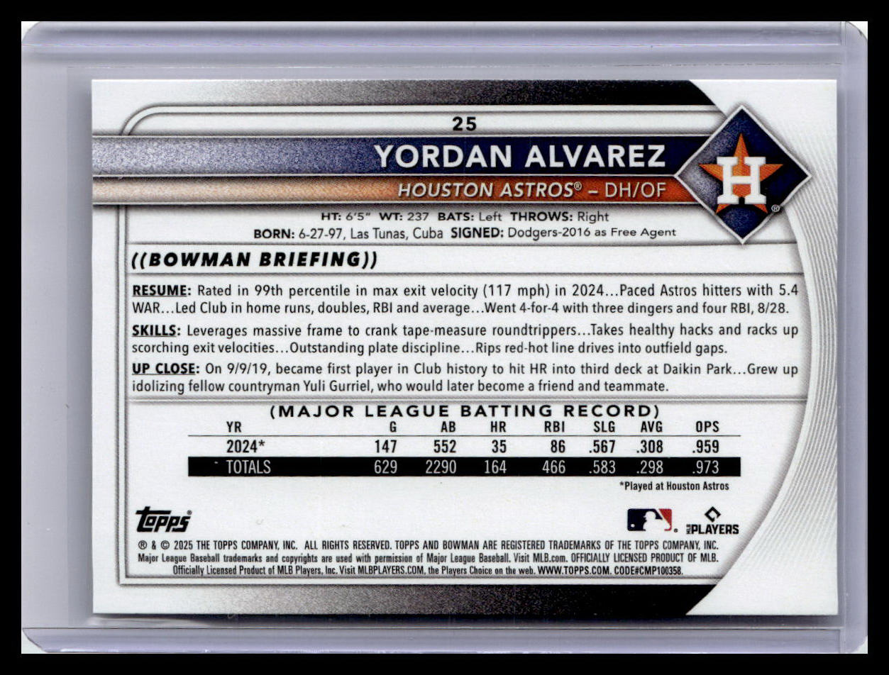 2025 Bowman #25 Yordan Alvarez
