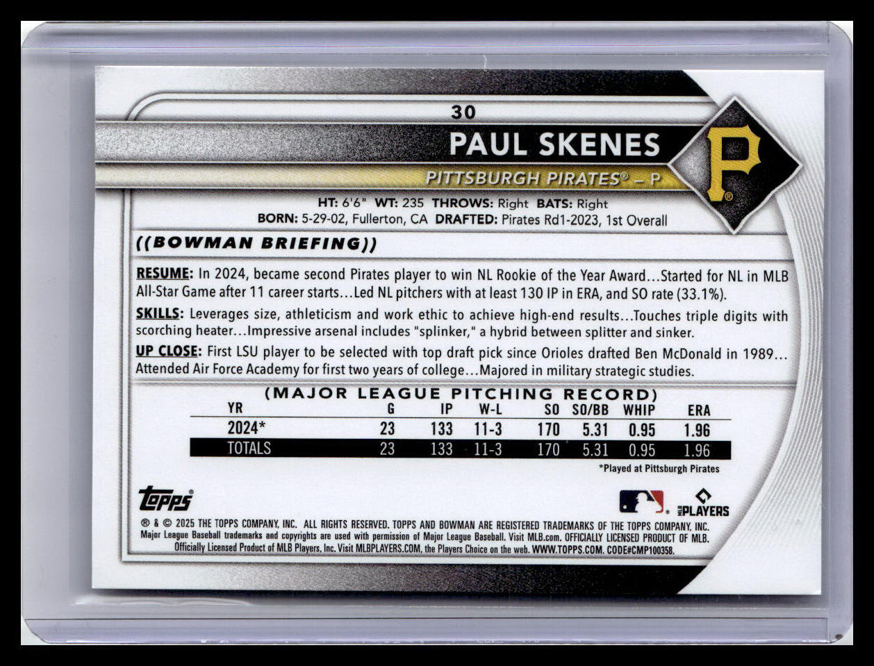 2025 Bowman #30 Paul Skenes