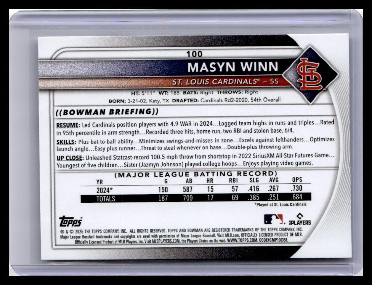 2025 Bowman #100 Masyn Winn