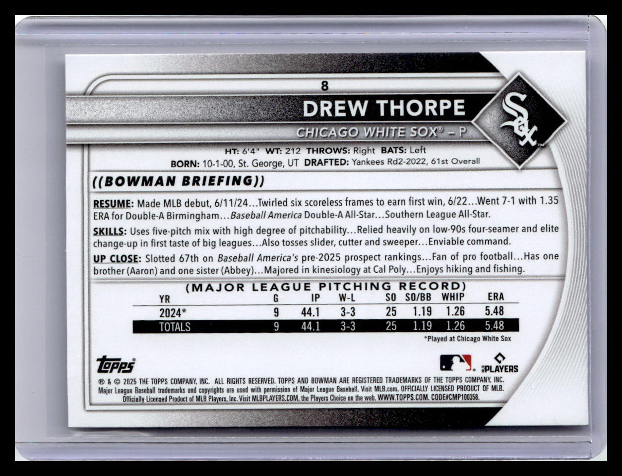 2025 Bowman #8 Drew Thorpe