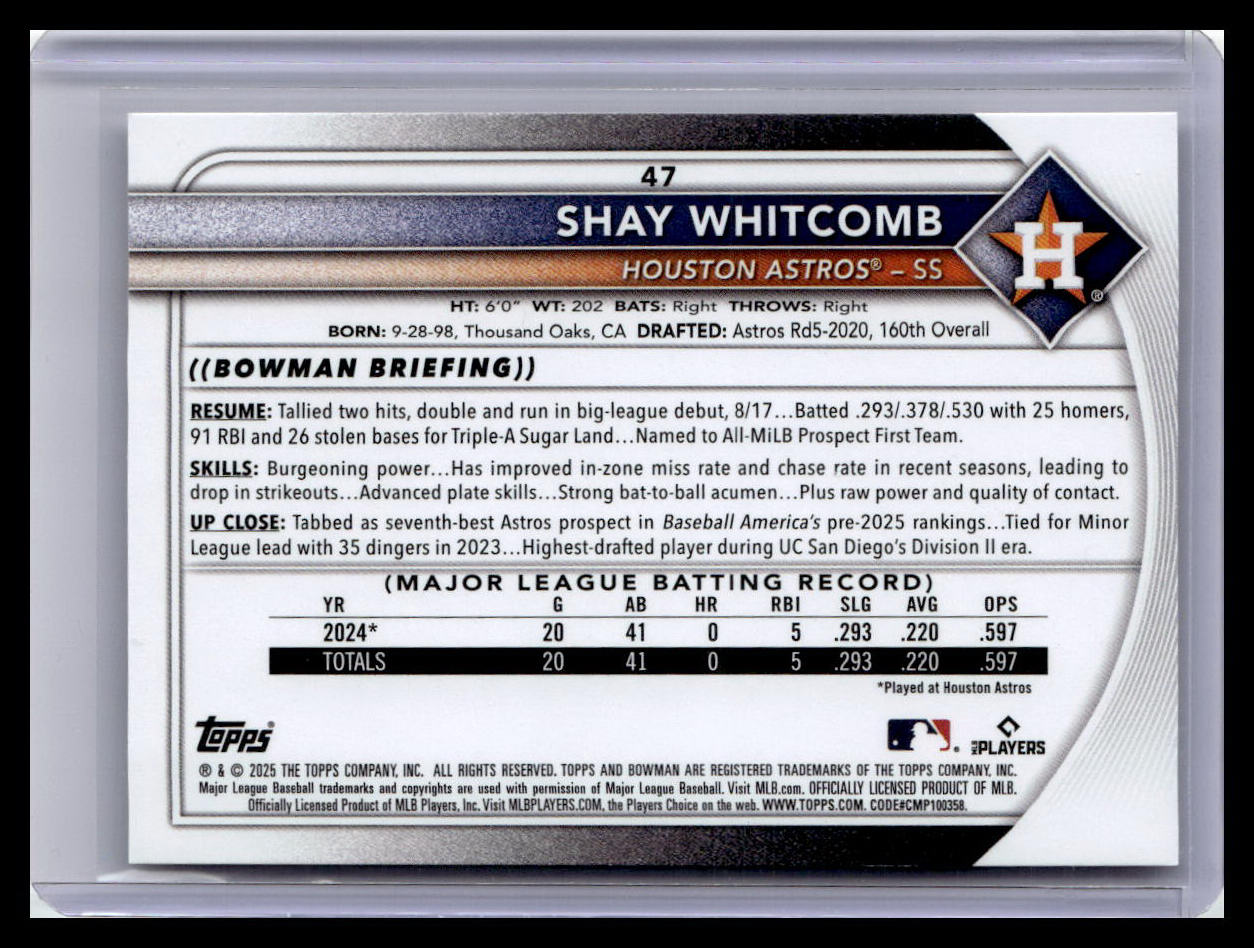 2025 Bowman #47 Shay Whitcomb