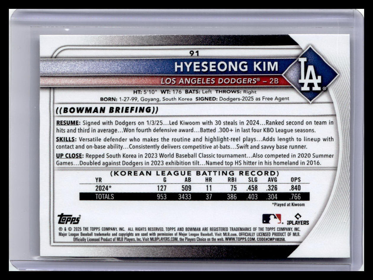 2025 Bowman #91 Hyeseong Kim