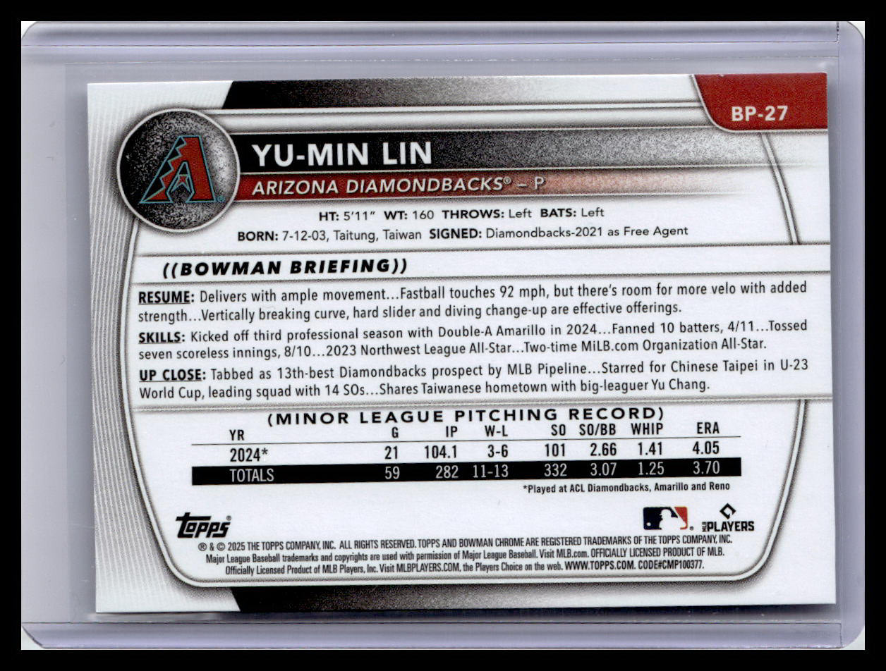 2025 Bowman #BP-27 Yu-Min Lin Prospects