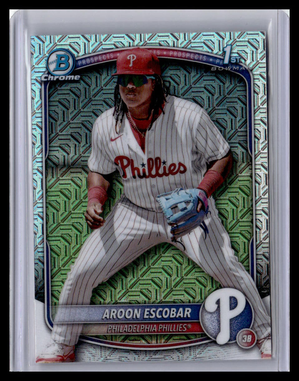2025 Bowman #BCP-65 Aroon Escobar Chrome Prospects Mojo Refractor