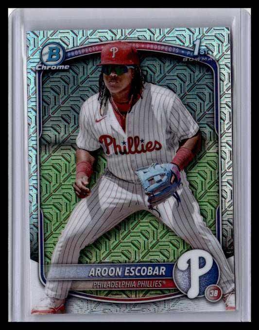 2025 Bowman #BCP-65 Aroon Escobar Chrome Prospects Mojo Refractor