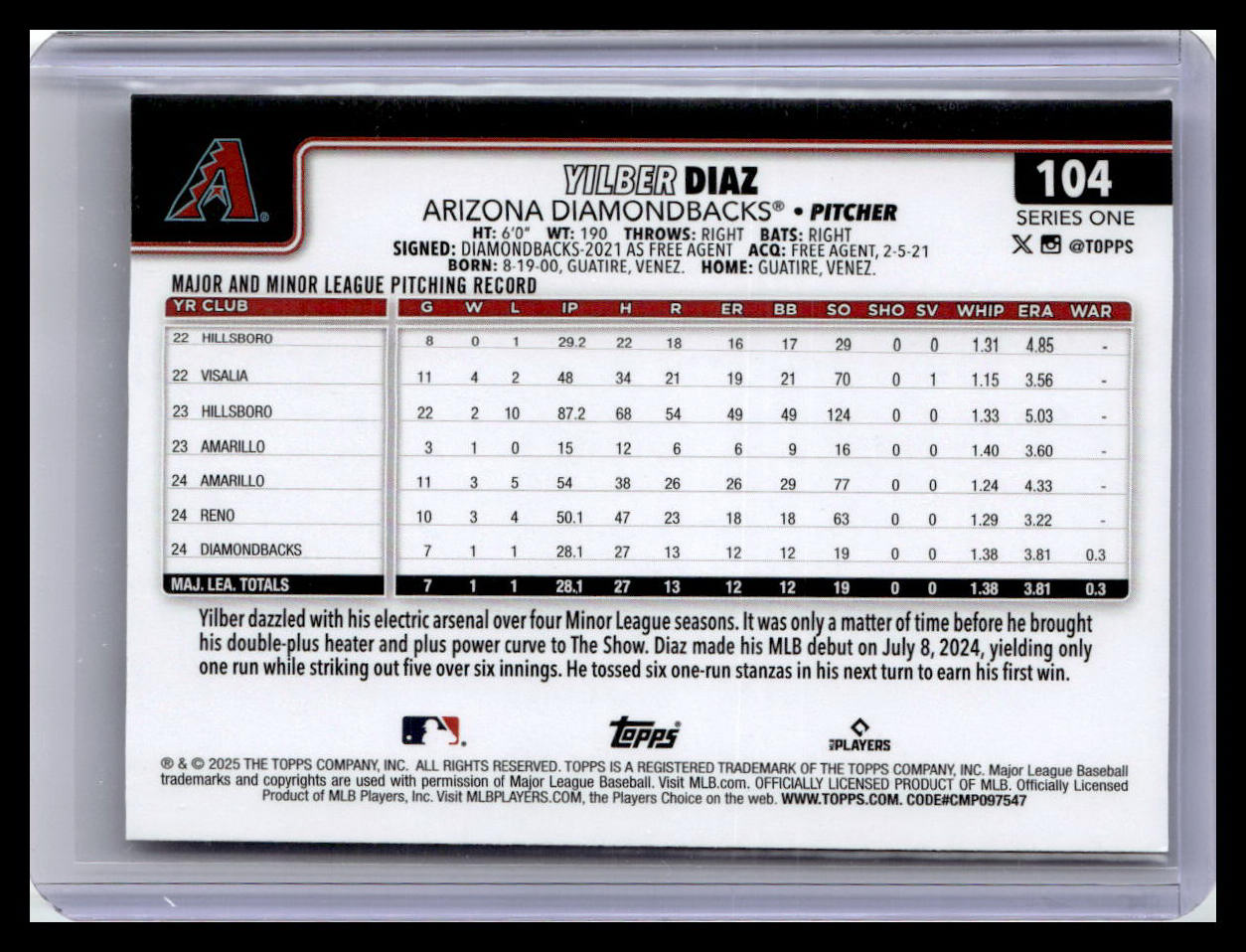 2025 Topps #104 Yilber Diaz