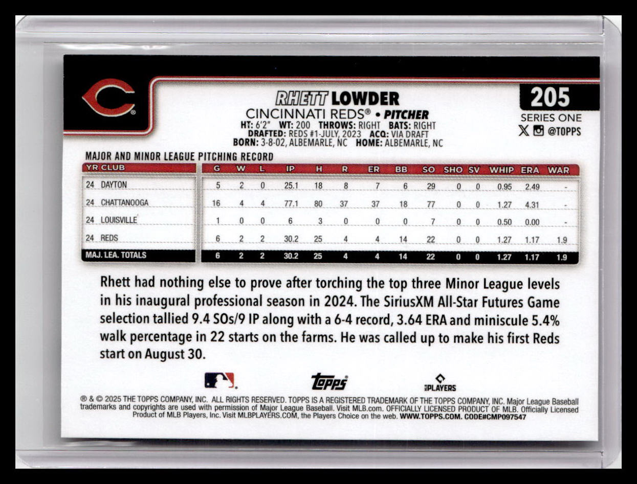 2025 Topps #205 Rhett Lowder
