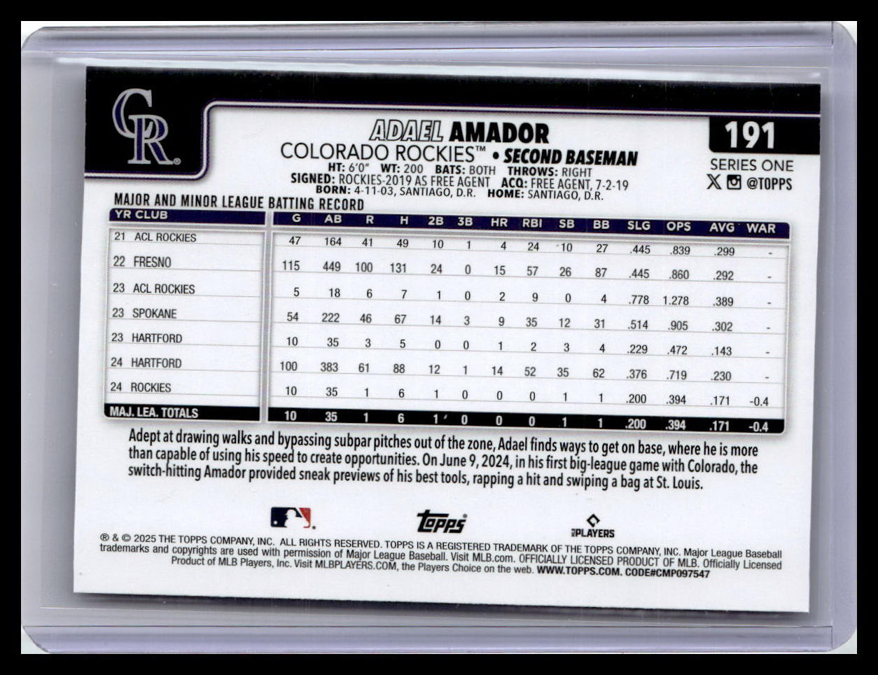2025 Topps #191 Adael Amador