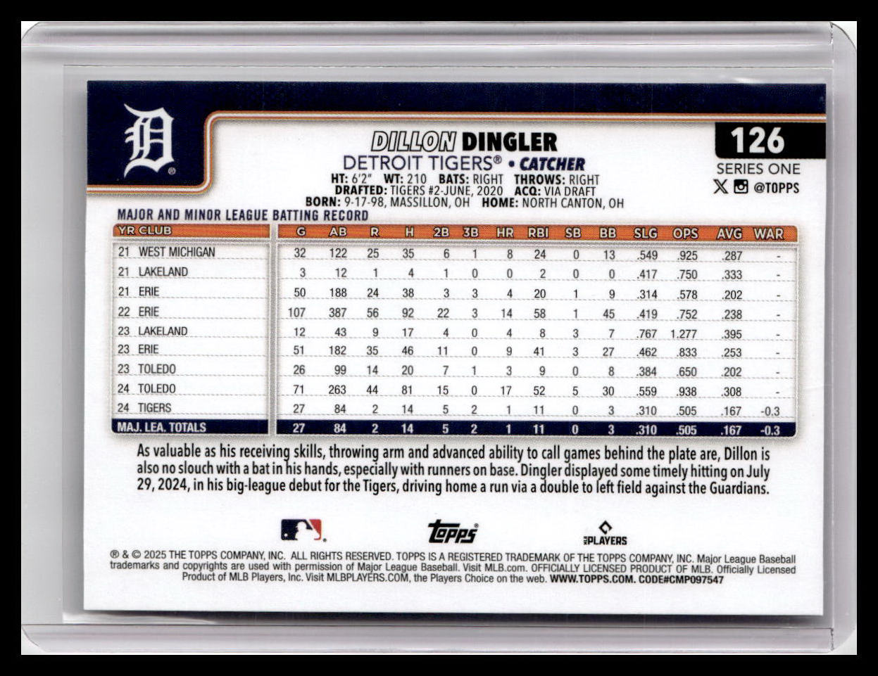 2025 Topps #126 Dillon Dingler