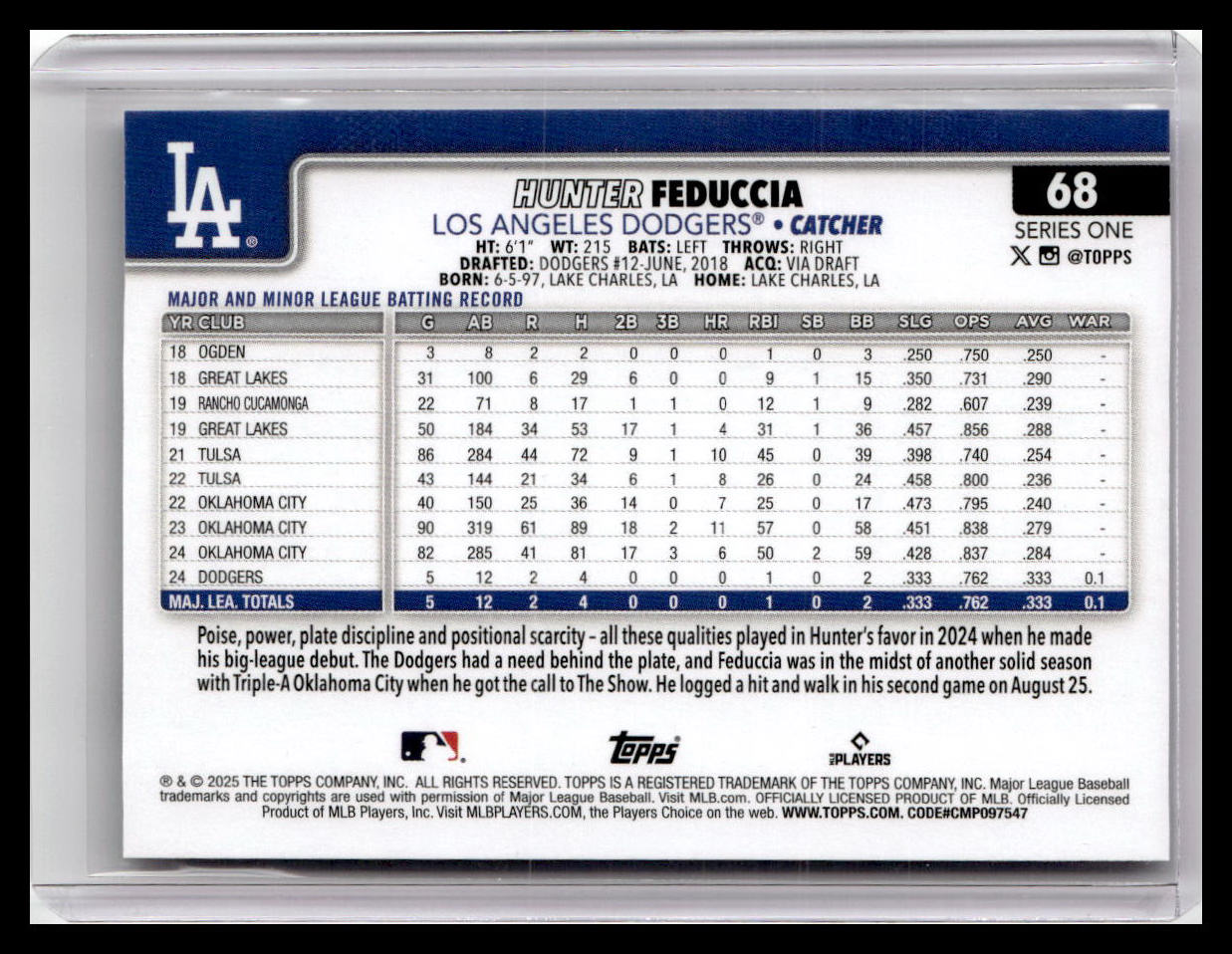 2025 Topps #68 Hunter Feduccia