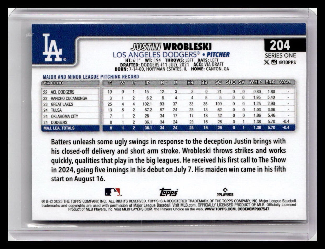 2025 Topps #204 Justin Wrobleski