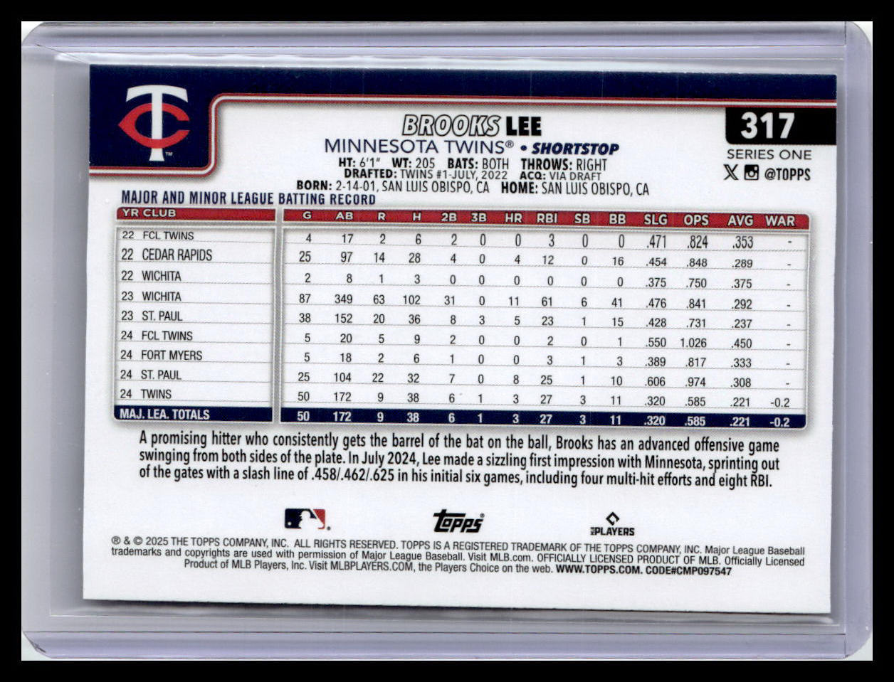 2025 Topps #317 Brooks Lee