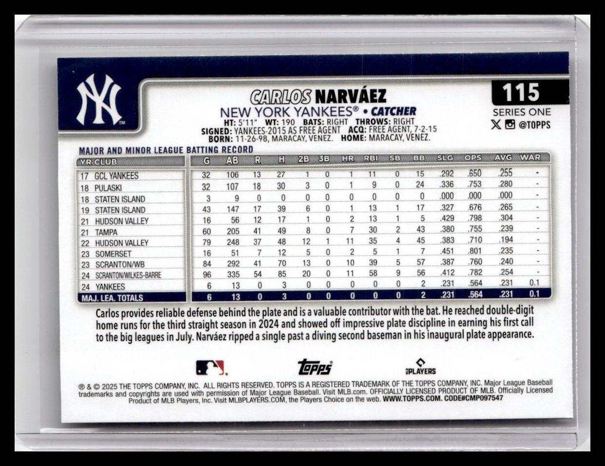 2025 Topps #115 Carlos Narvaez