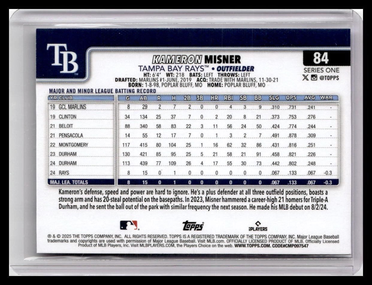 2025 Topps #84 Kameron Misner