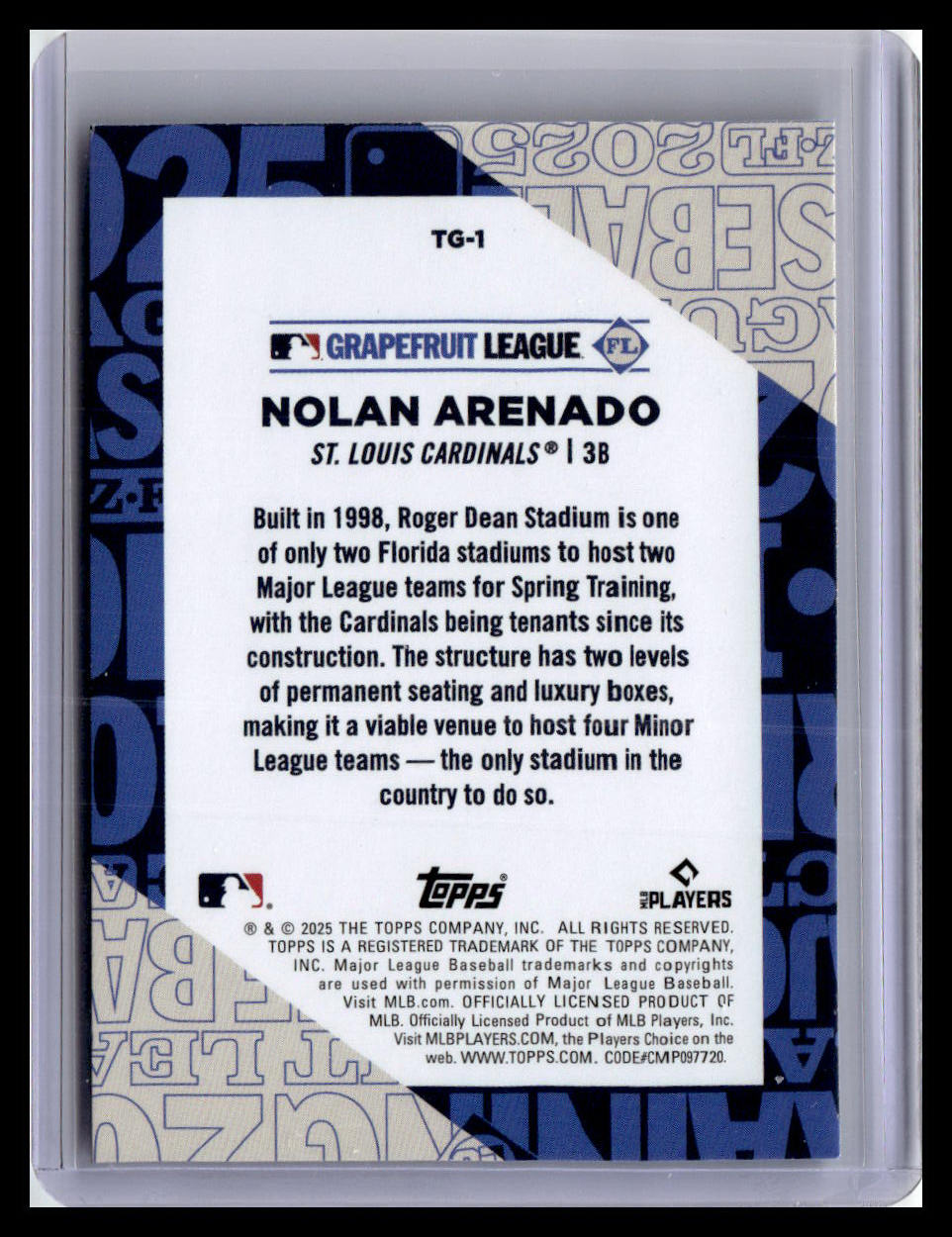2025 Topps #TG-1 Nolan Arenado Training Grounds