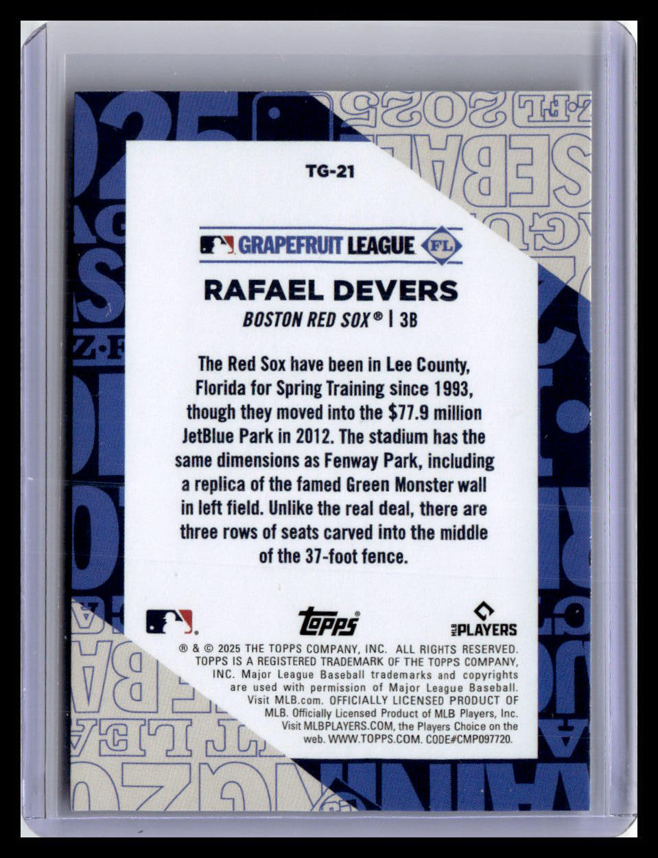 2025 Topps #TG-21 Rafael Devers Training Grounds