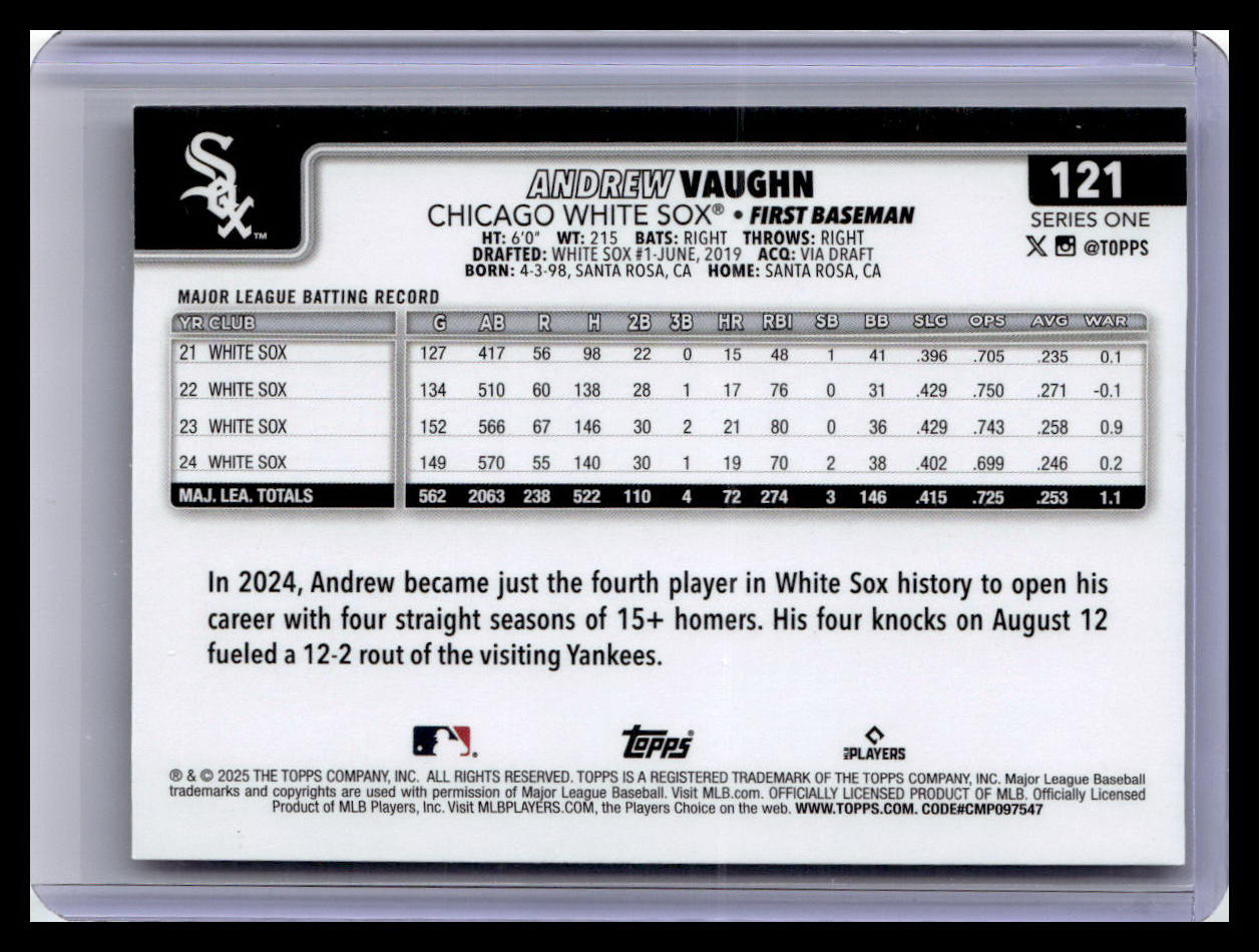 2025 Topps #121 Andrew Vaughn Spring Training