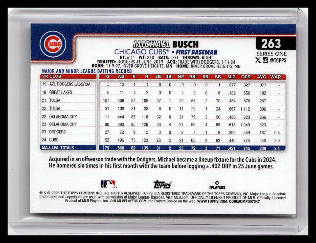 2025 Topps #263 Michael Busch