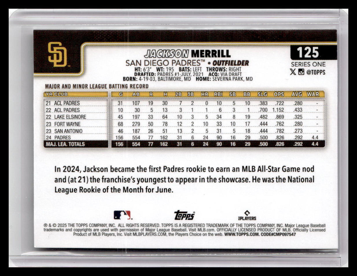 2025 Topps #125 Jackson Merrill Sandglitter