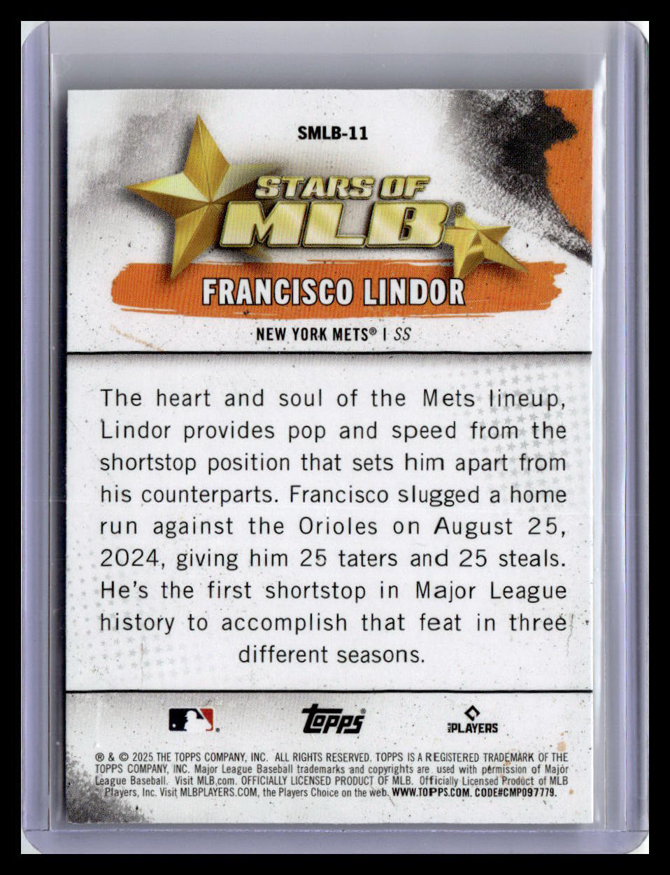 2025 Topps #SMLB-11 Francisco Lindor Stars of MLB