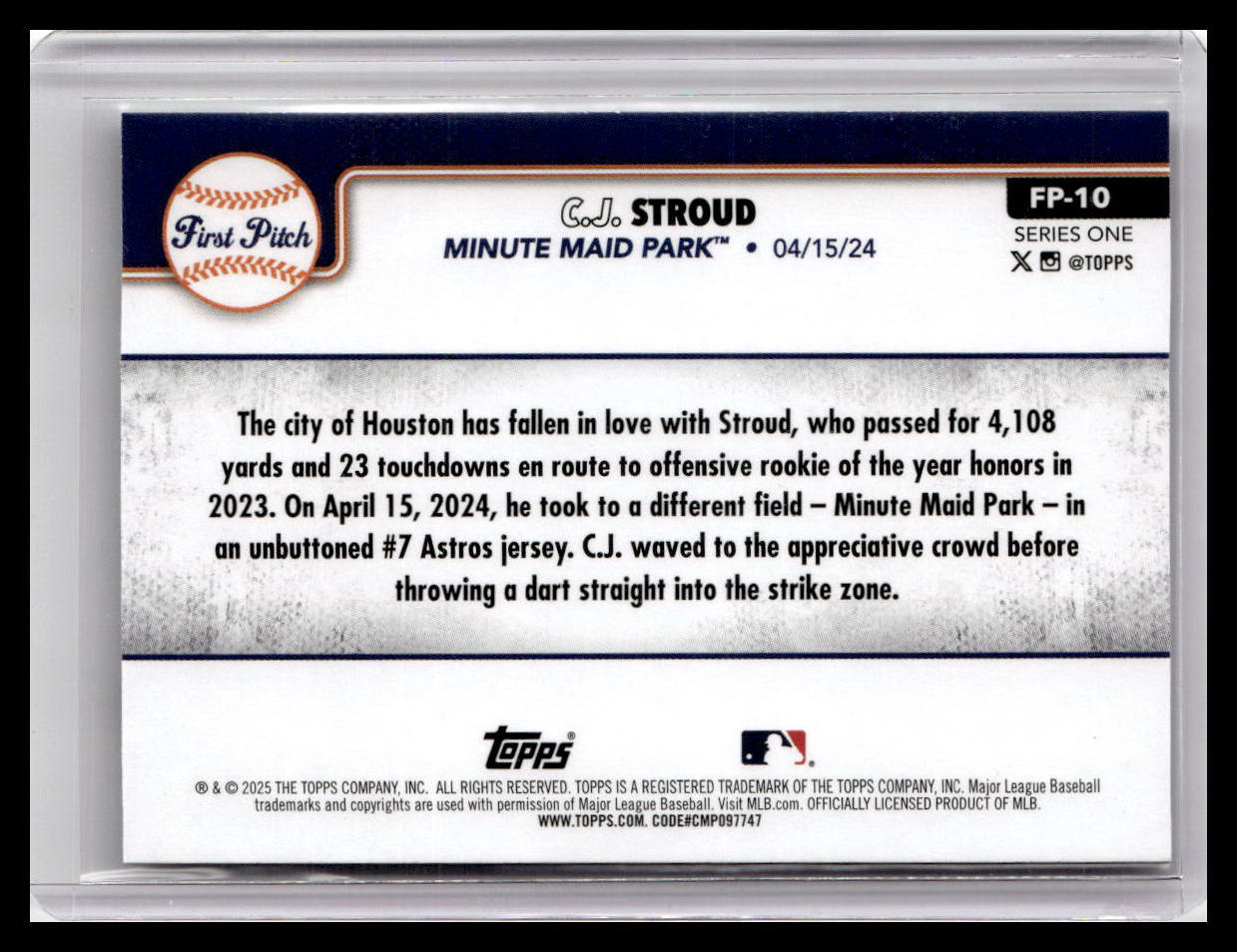 2025 Topps #FP-10 C.J. Stroud First Pitch (Series One)