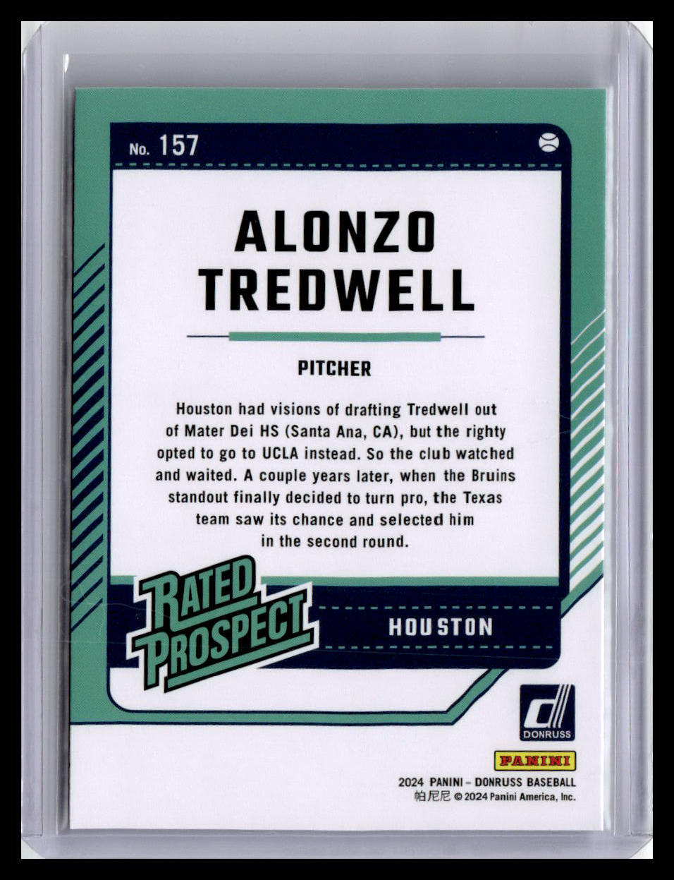 2024 Donruss #157 Alonzo Tredwell Rated Prospect