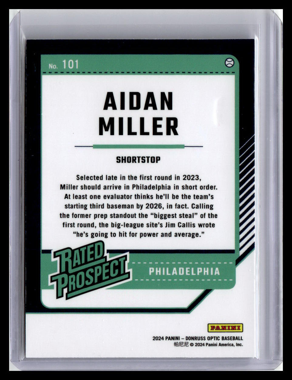 2024 Donruss #101 Aidan Miller Optic