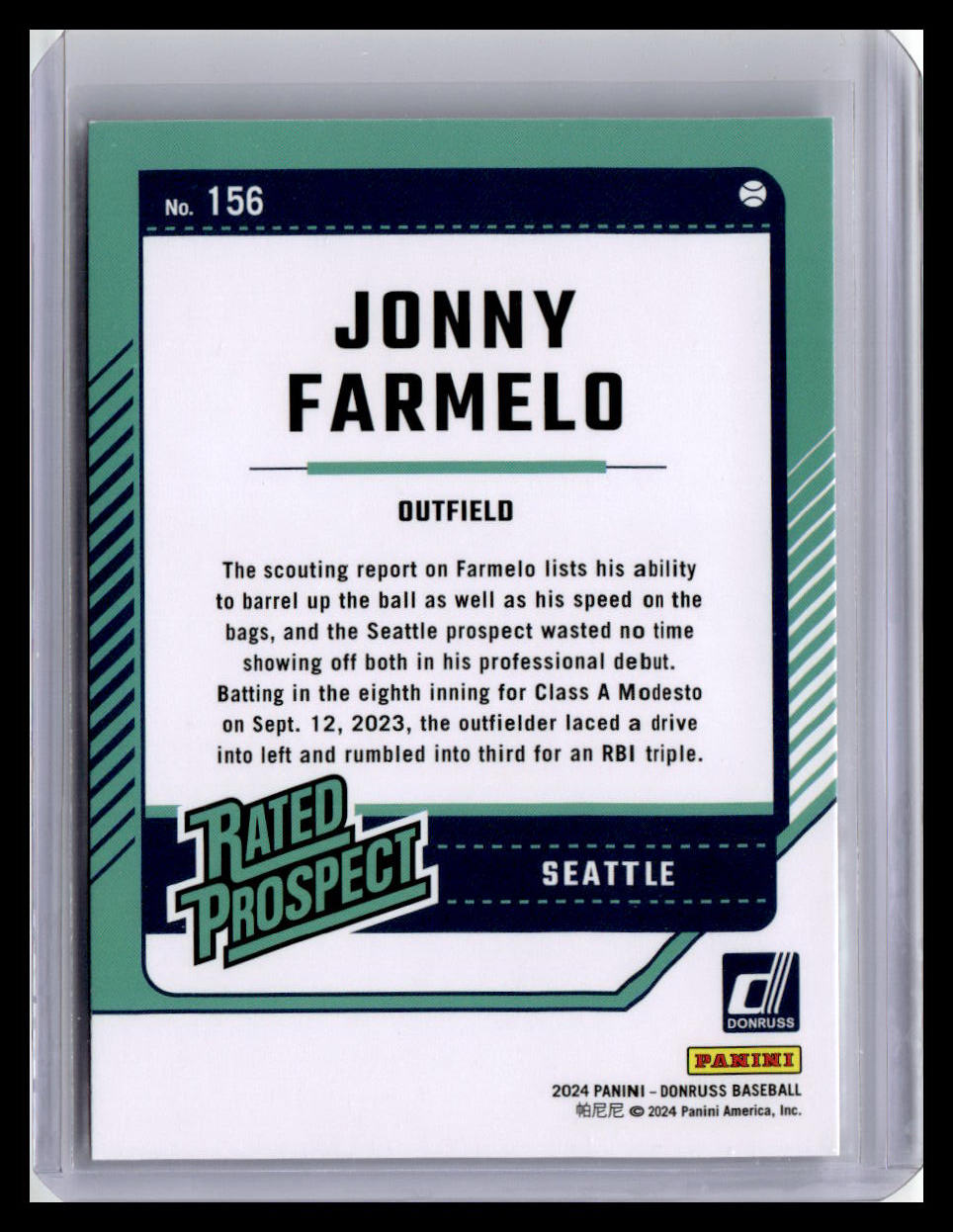 2024 Donruss #156 Jonny Farmelo Rated Prospect