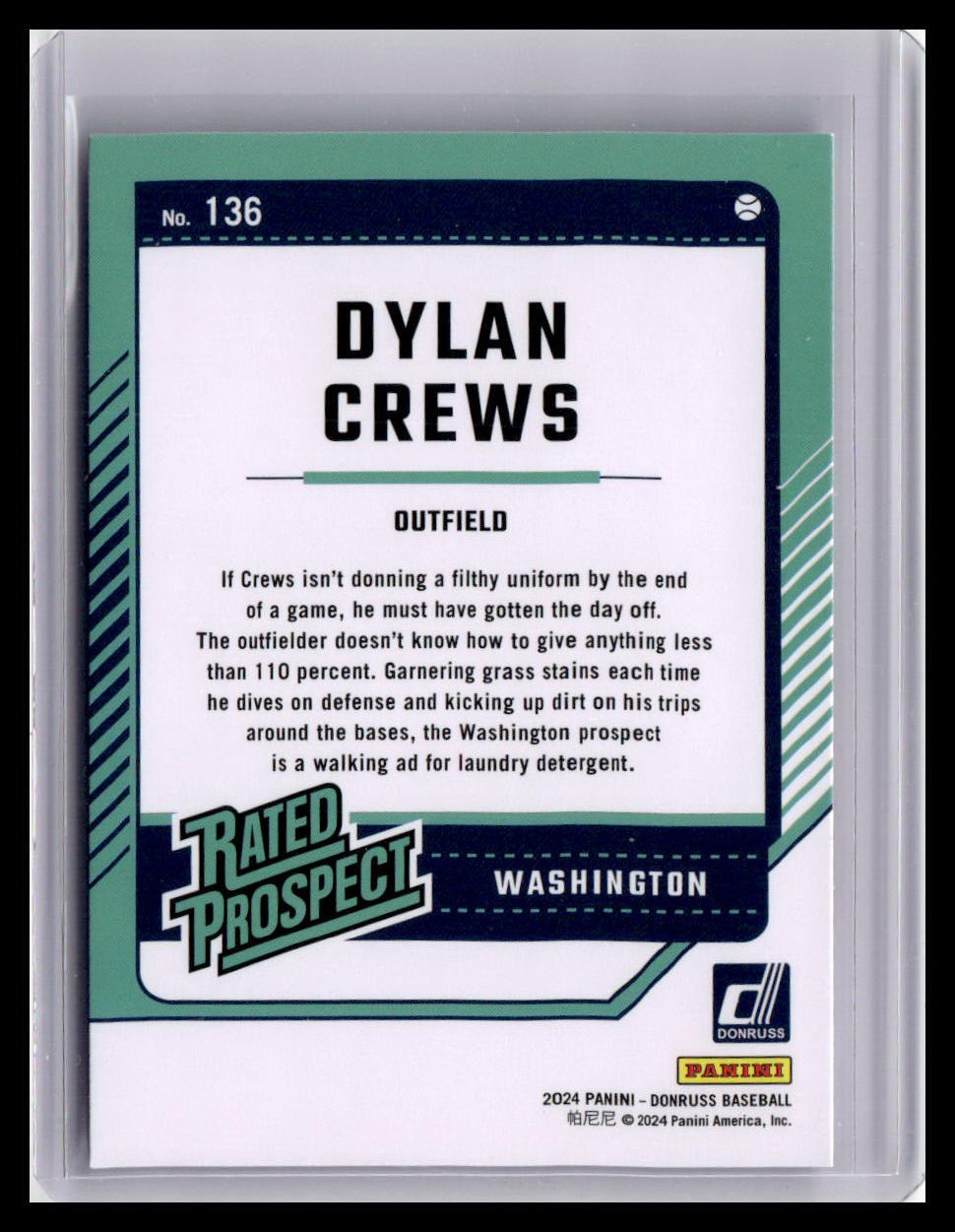 2024 Donruss #136 Dylan Crews Rated Prospect