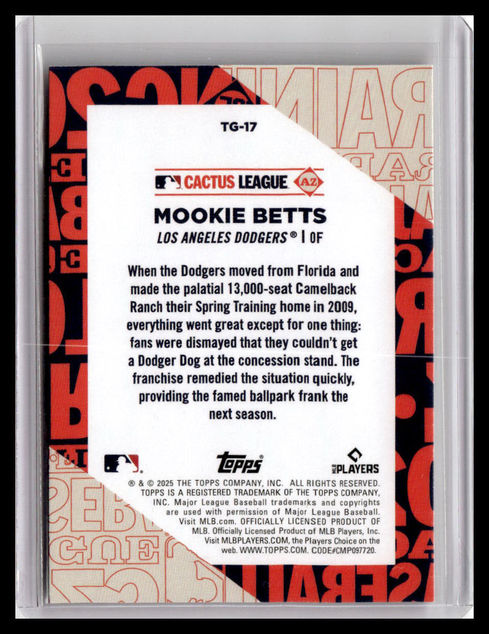 2025 Topps #TG-17 Mookie Betts Training Grounds