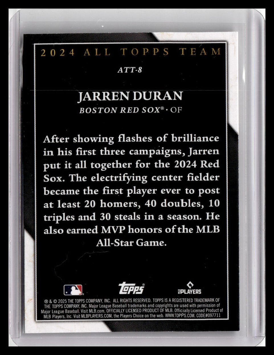 2025 Topps #ATT-8 Jarren Duran 2024 All Topps Team