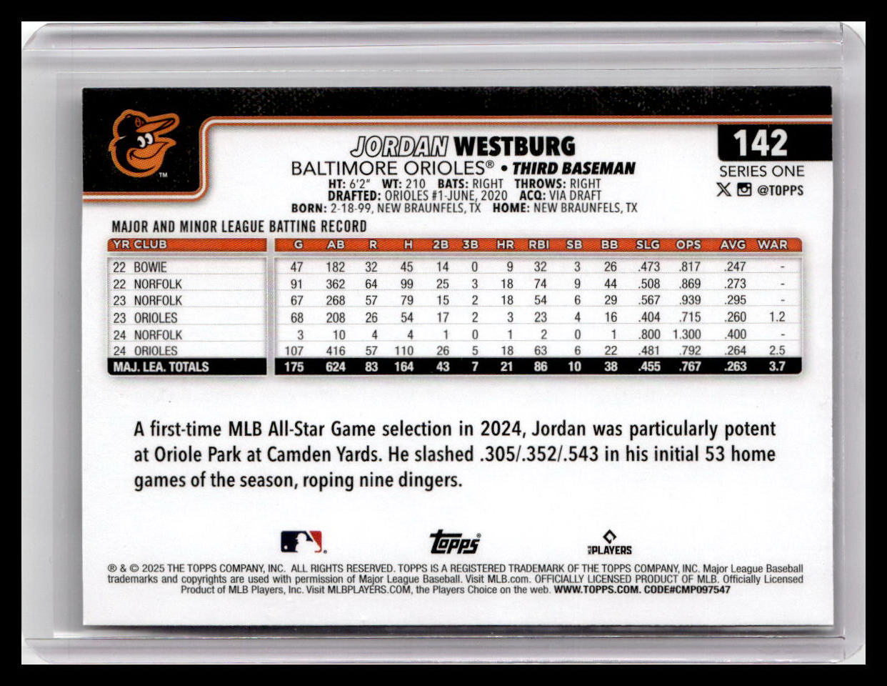 2025 Topps #142 Jordan Westburg Future Stars
