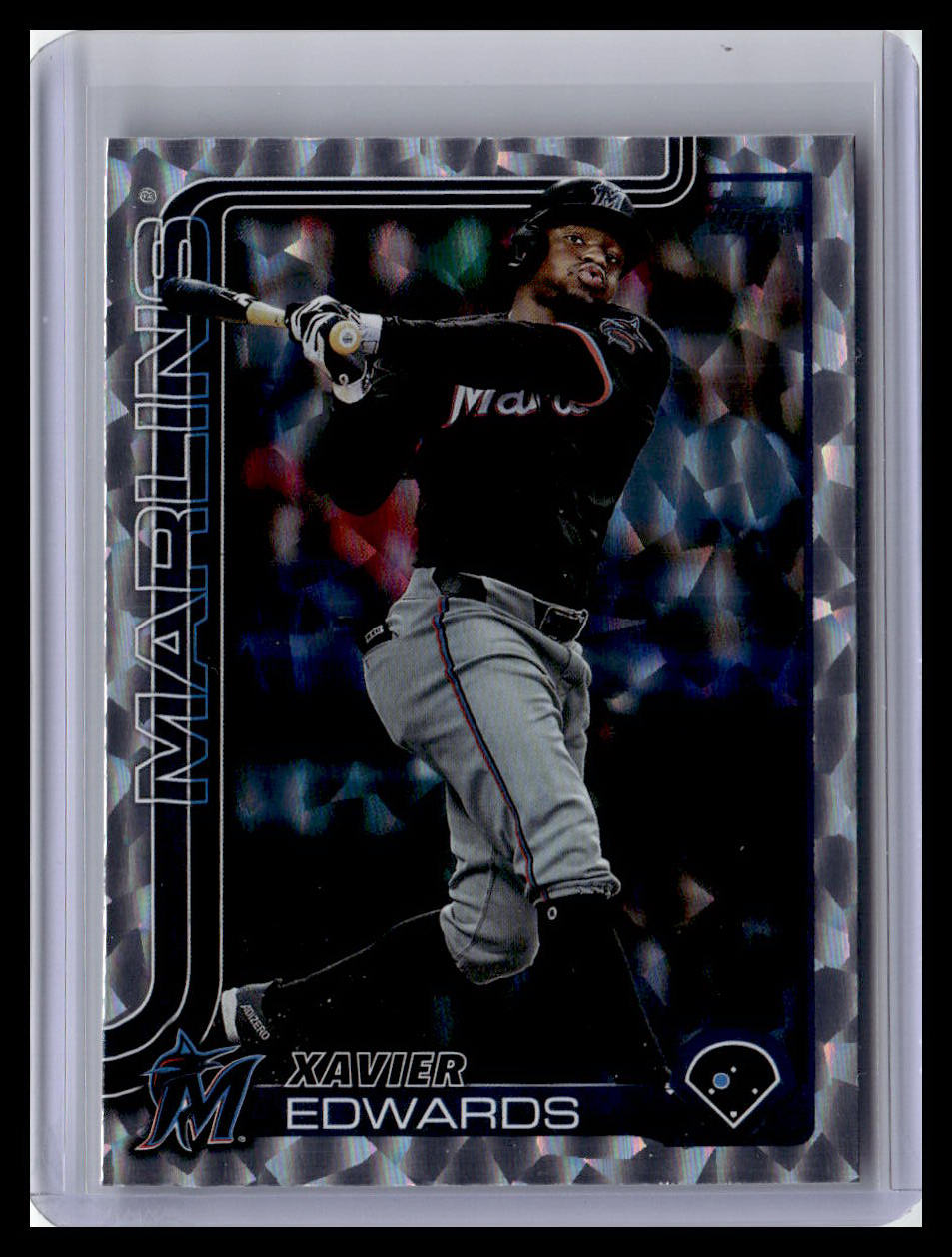 2025 Topps #258 Xavier Edwards Silver Crackle Foilboard