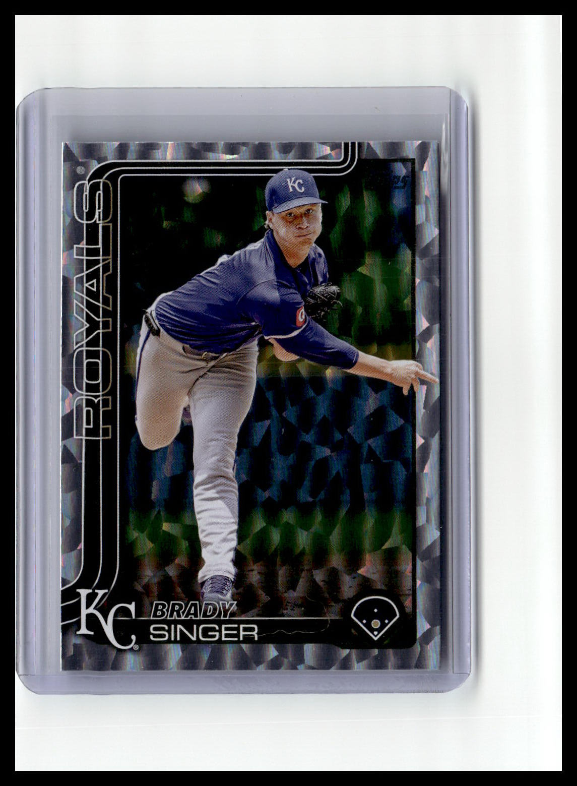 2025 Topps #43 Brady Singer Silver Crackle Foilboard