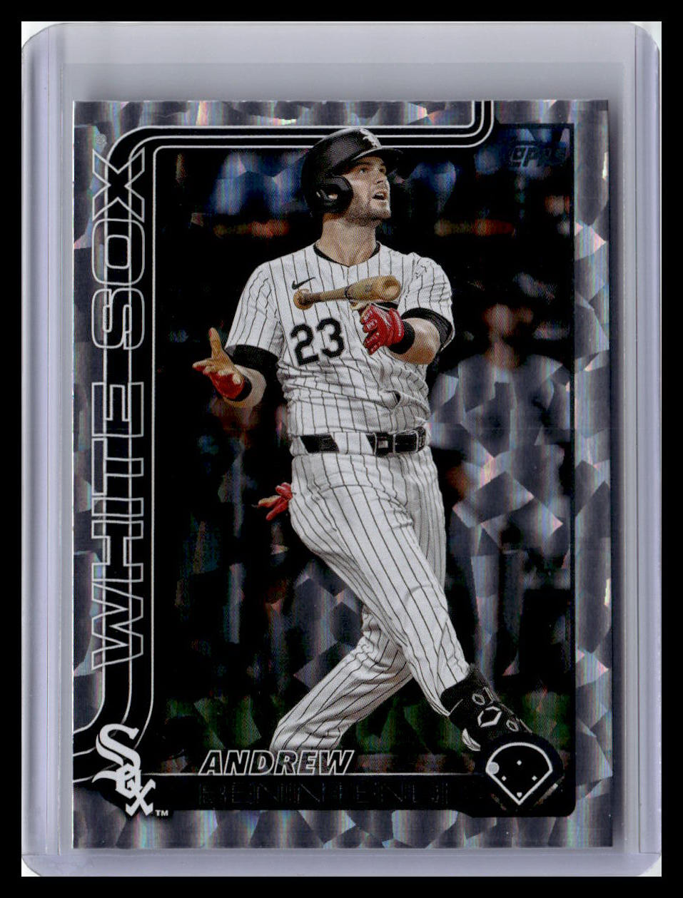 2025 Topps Chrome #197 Andrew Benintendi Silver Crackle Foilboard
