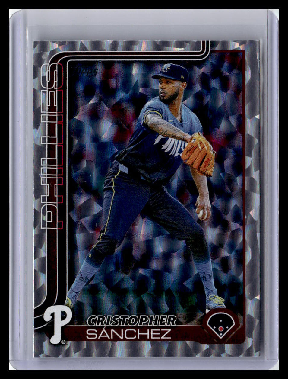 2025 Topps #109 Cristopher Sánchez Silver Crackle Foilboard