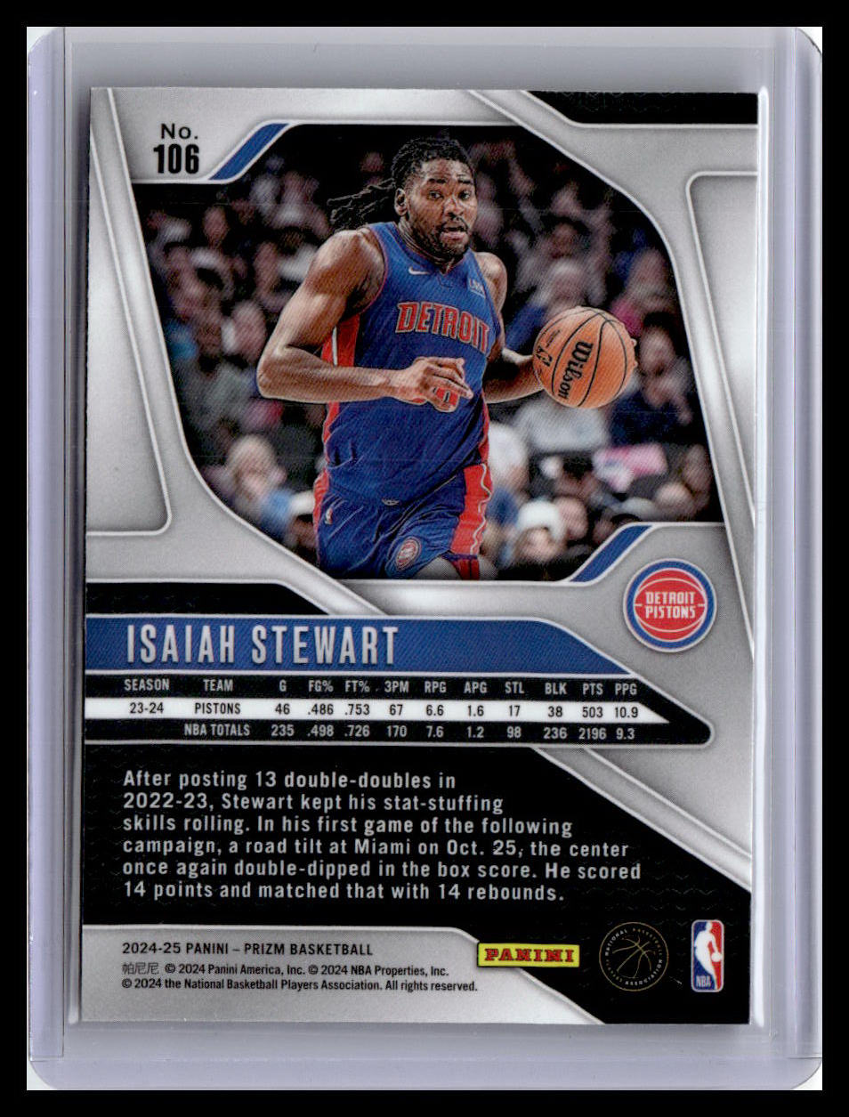 2024-25 Panini Prizm #106 Isaiah Stewart