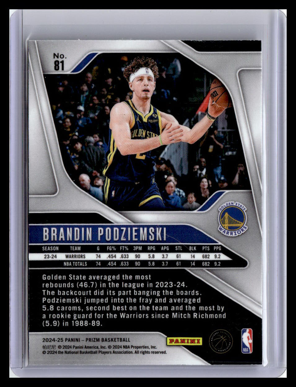 2024-25 Panini Prizm #81 Brandin Podziemski