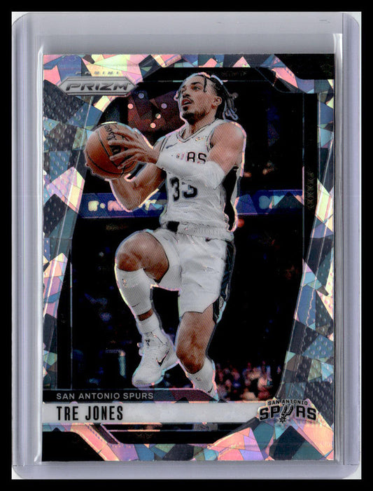 2024-25 Panini Prizm #61 Tre Jones Cracked Ice Prizm