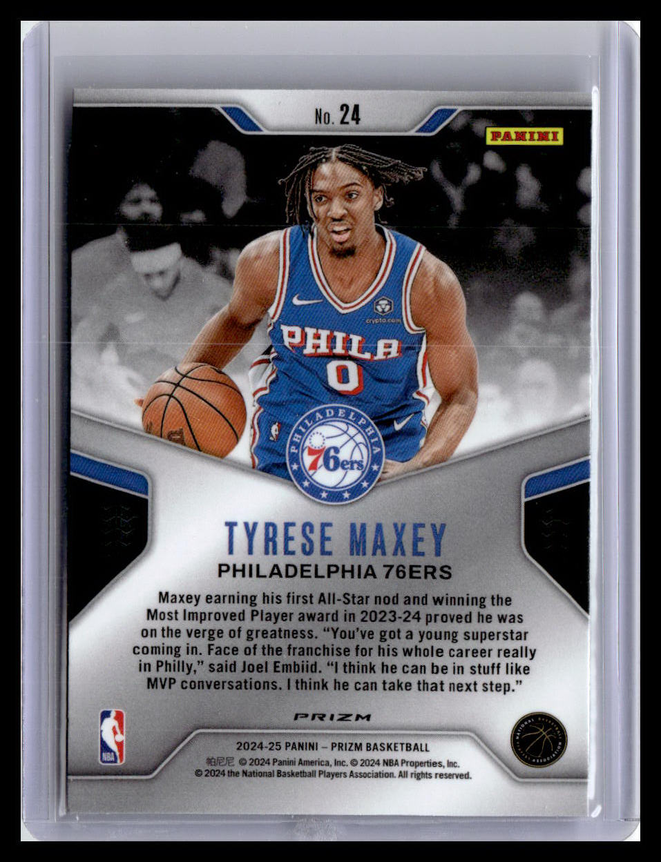 2024-25 Panini Prizm #24 Tyrese Maxey Dominance Prizms Silver