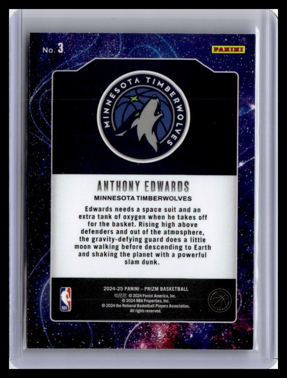2024-25 Panini Prizm #3 Anthony Edwards Deep Space