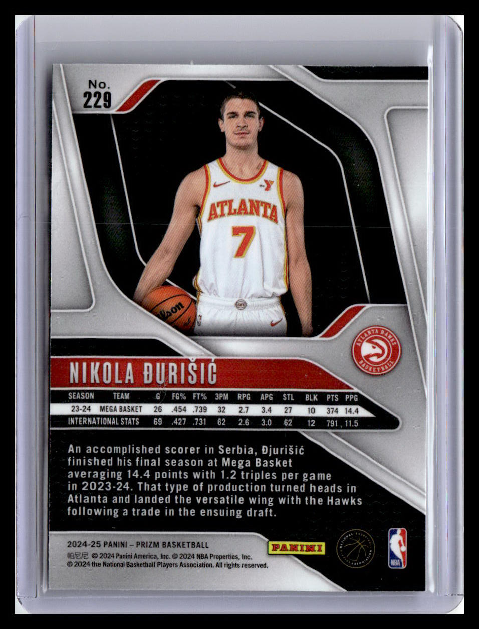 2024-25 Panini Prizm #229 Nikola Durisic (RC)