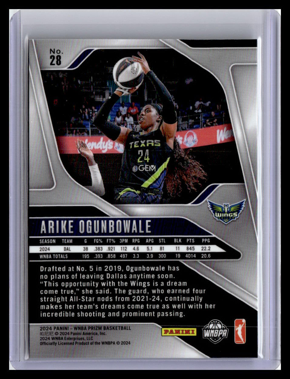 2024 Panini Prizm WNBA #28 Arike Ogunbowale