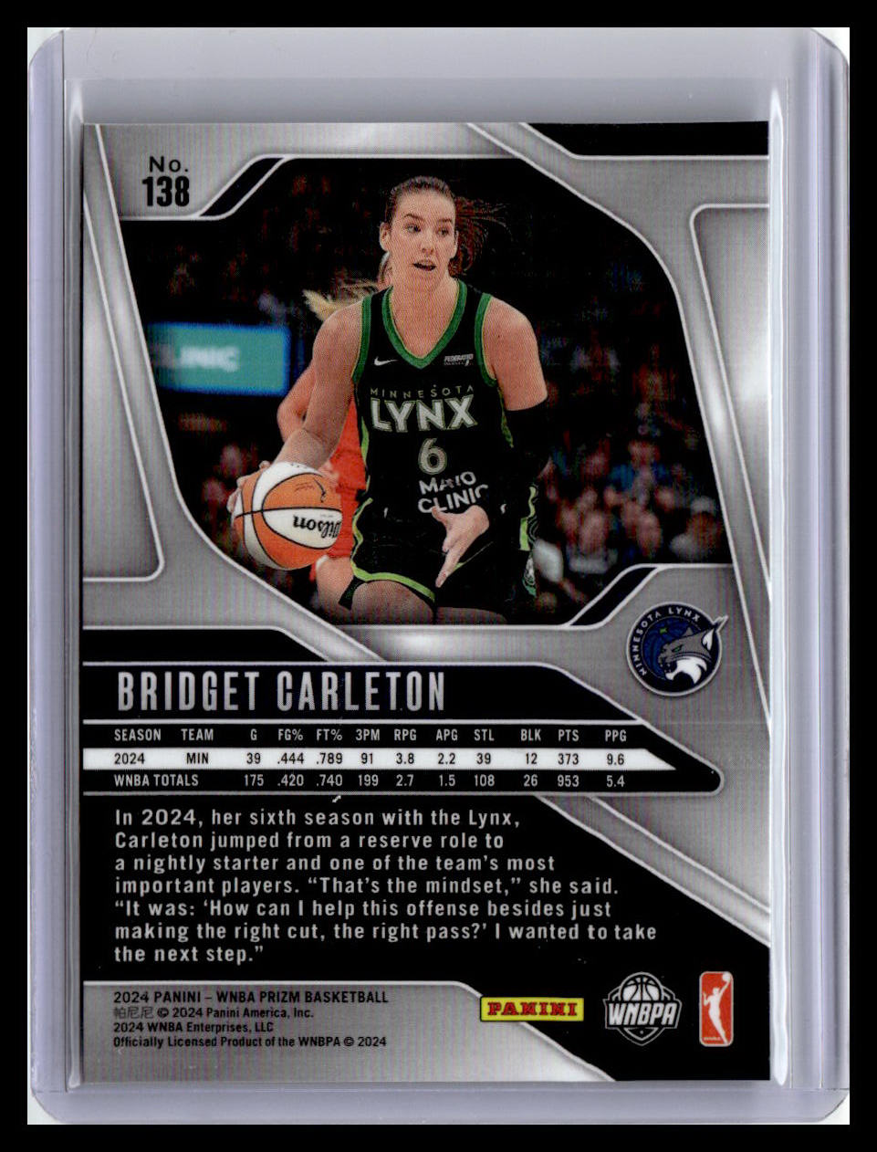 2024 Panini Prizm WNBA #138 Bridget Carleton